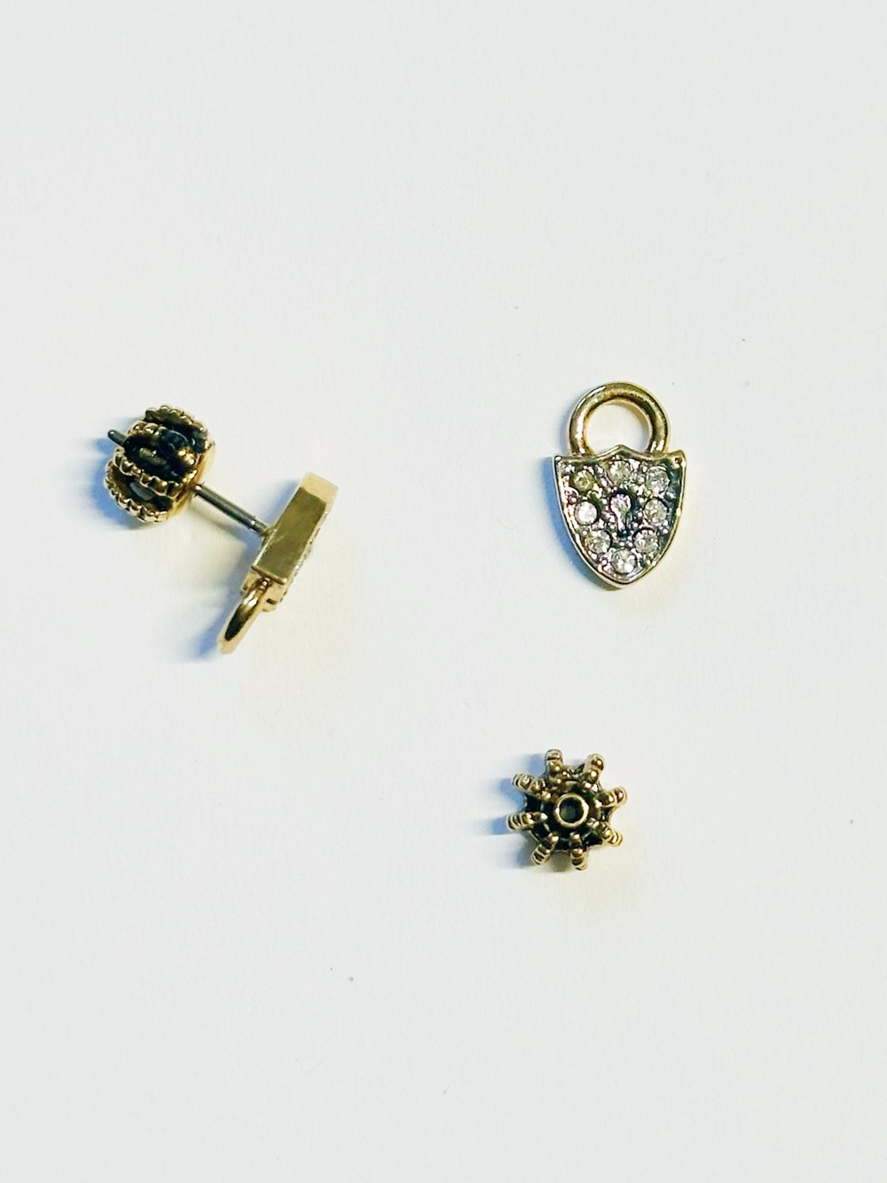 Juicy Couture Gold Tone Crystal Lock Brass Stud Earring